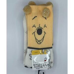 Disney Winnie the Pooh Pom Pom Crew Socks 2 Pairs Size 4-10 NEW Cozy Gift Womens